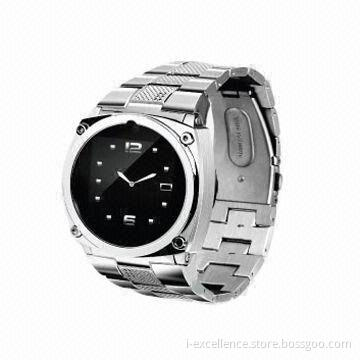 Silver Touch Watch Phone with GSM/GPRS, Video Recorder, PM4, Multi-language and Up to 32GB Storage
